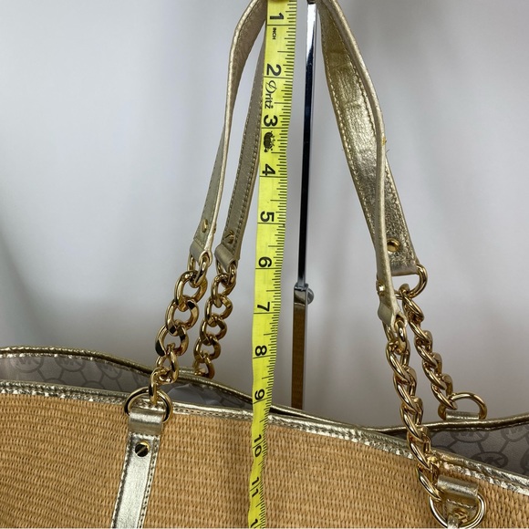 Michael Kors Large Amagansett Straw Tote with Gold Leather details - Picture 2 of 11
